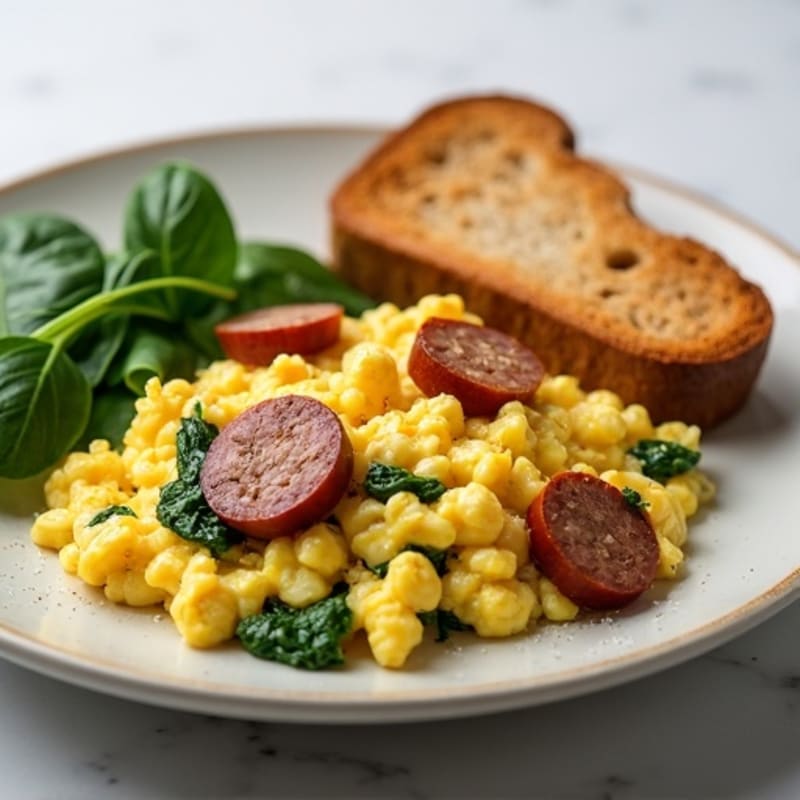 Egg White Scramble with Spinach and Turkey Sausage