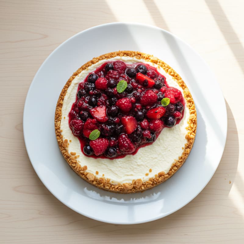 Greek Yogurt Protein Cheesecake with Mixed Berries