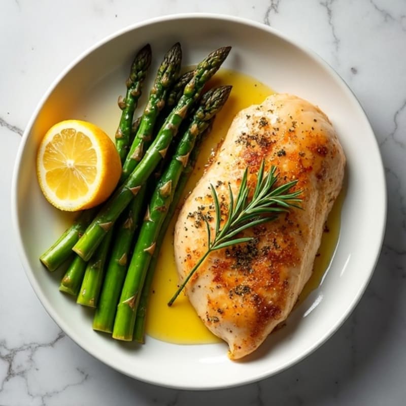 Lemon Herb Roasted Chicken with Crispy Asparagus