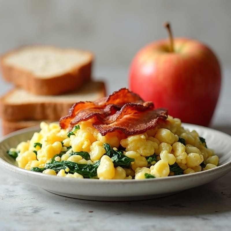 Egg White Scramble with Spinach and Turkey Bacon