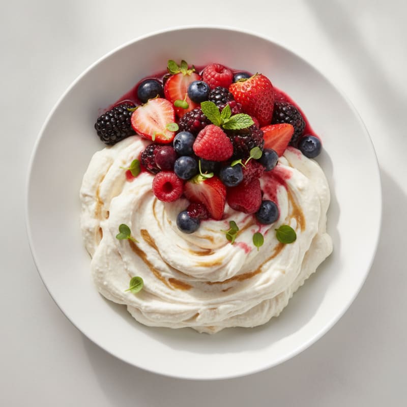 Silky Greek Yogurt Protein Mousse with Mixed Berries
