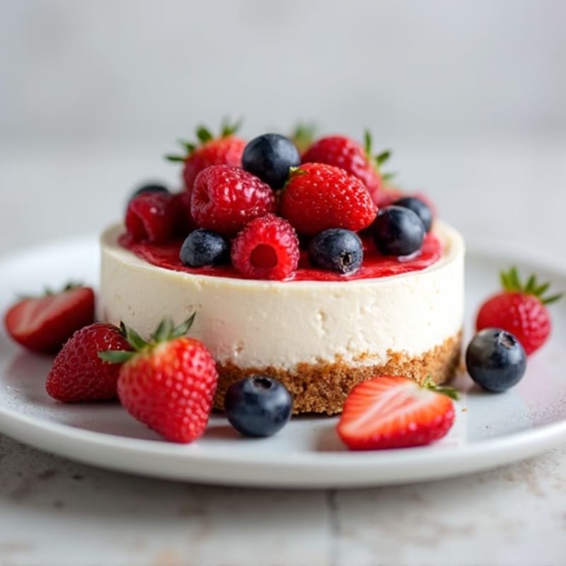 Greek Yogurt Protein Cheesecake with Mixed Berries