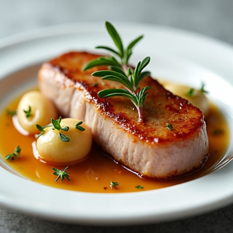 Crispy Pan-Seared Duck Breast with Herb Jus