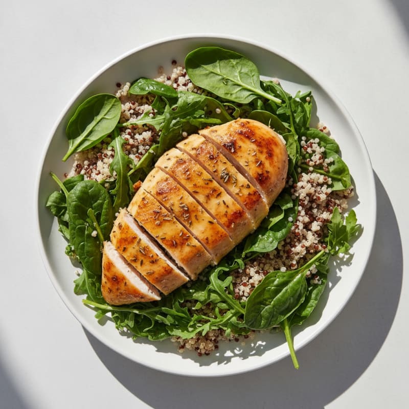 Grilled Lemon Herb Chicken with Quinoa and Mixed Greens
