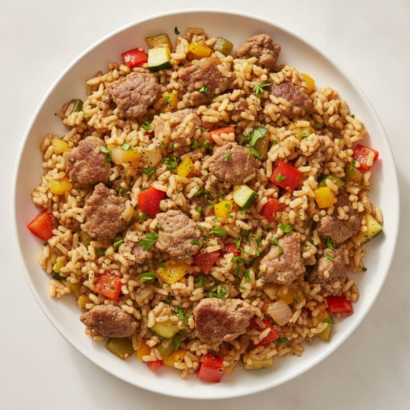 Savory Ground Beef and Rice Skillet