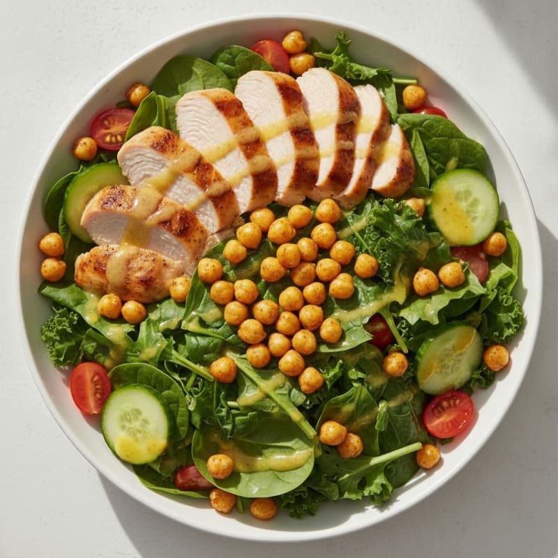Grilled Turkey Breast Salad with Crunchy Chickpeas