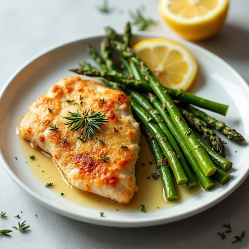 Crispy Lemon-Herb Chicken with Roasted Asparagus