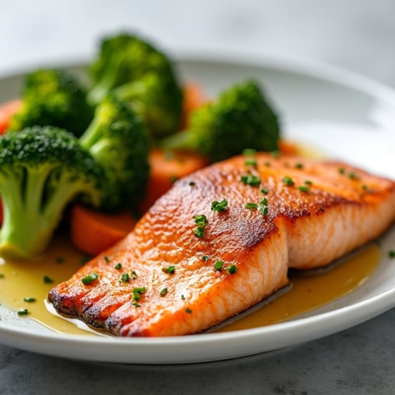 Seared Salmon with Roasted Sweet Potato and Steamed Broccoli