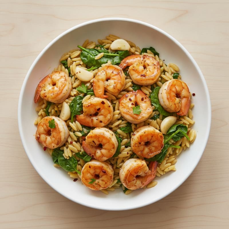 Garlic Shrimp with Lemon-Herb Orzo