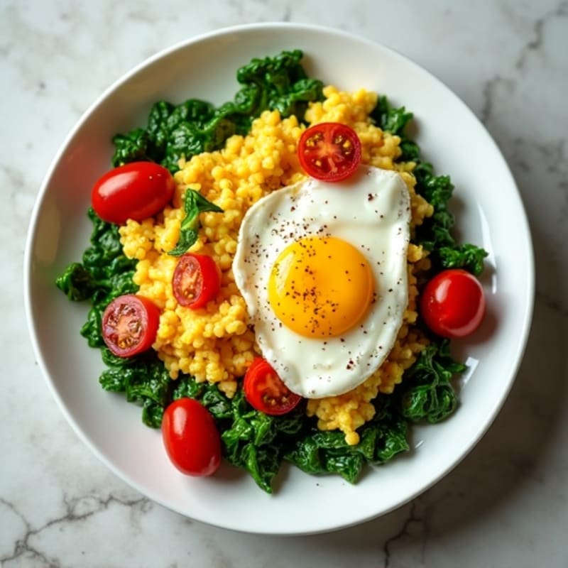 Cottage Cheese Scramble with Spinach and Cherry Tomatoes