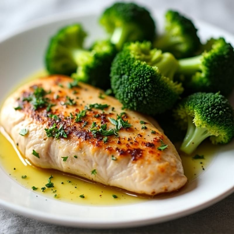Herb-Roasted Chicken Breast with Steamed Broccoli