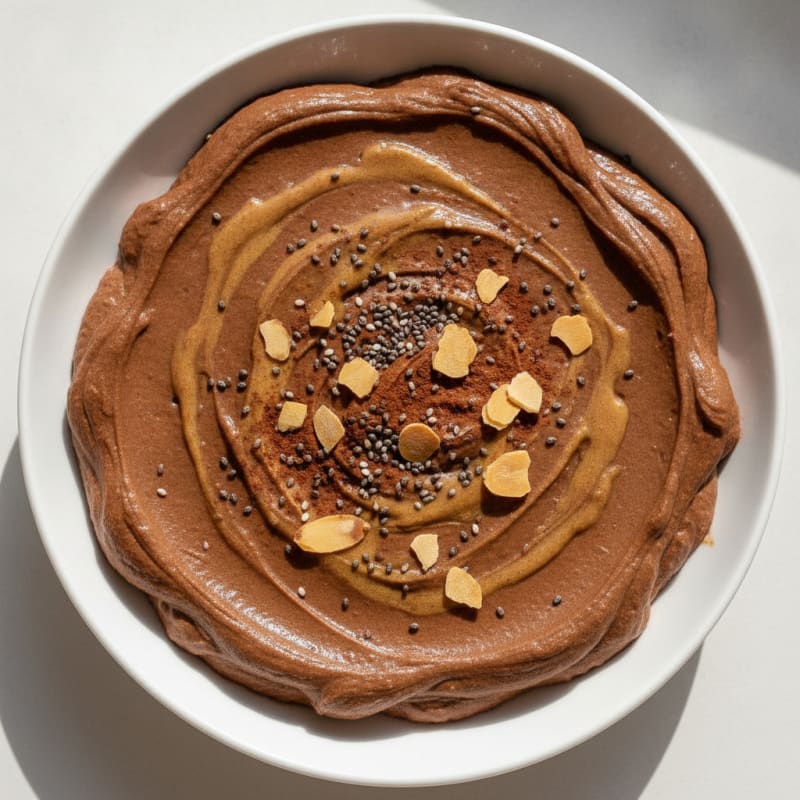 Silky Chocolate Protein Pudding with Almond Butter Swirl