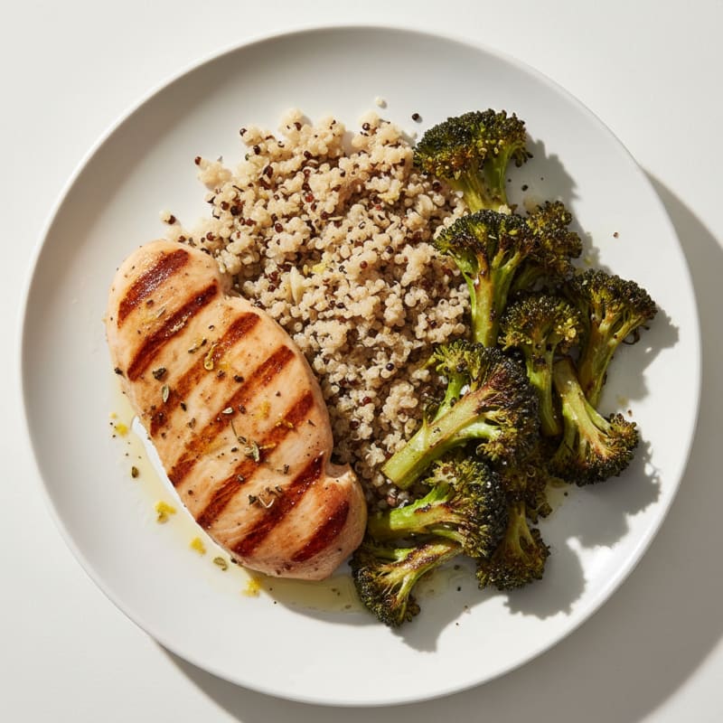 Grilled Turkey Breast with Roasted Broccoli and Quinoa