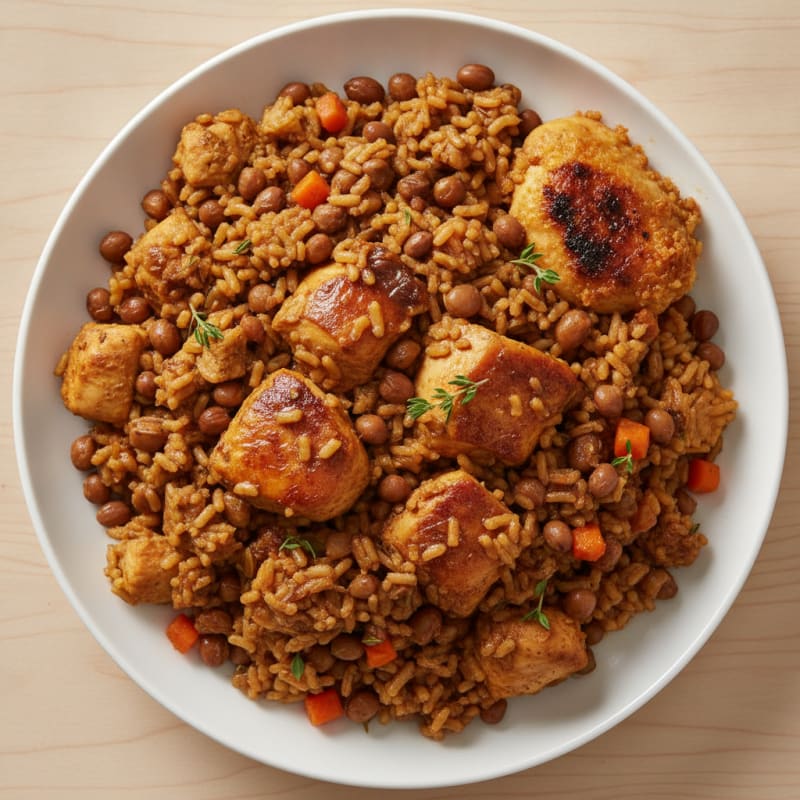 Chicken and Pigeon Pea Pelau
