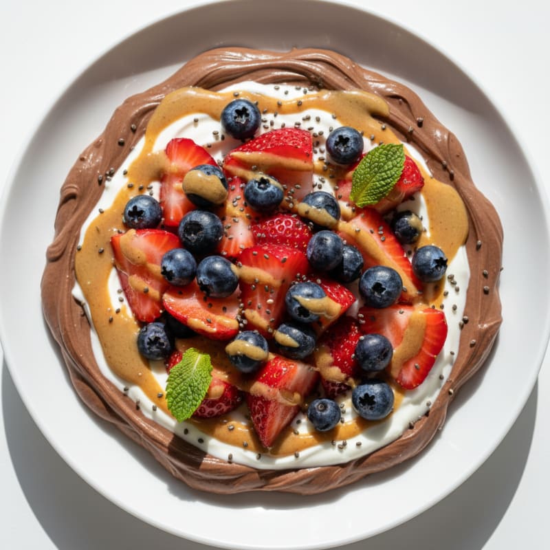 Protein Yogurt Bowl with Chocolate Whey and Fresh Berries