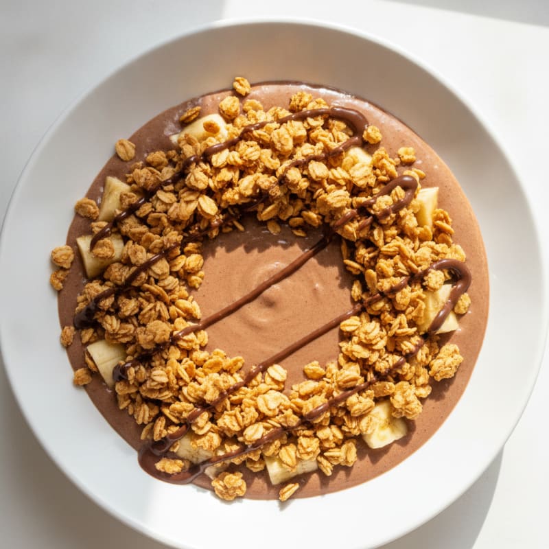 Chocolate Protein Shake with Banana and Granola Crunch
