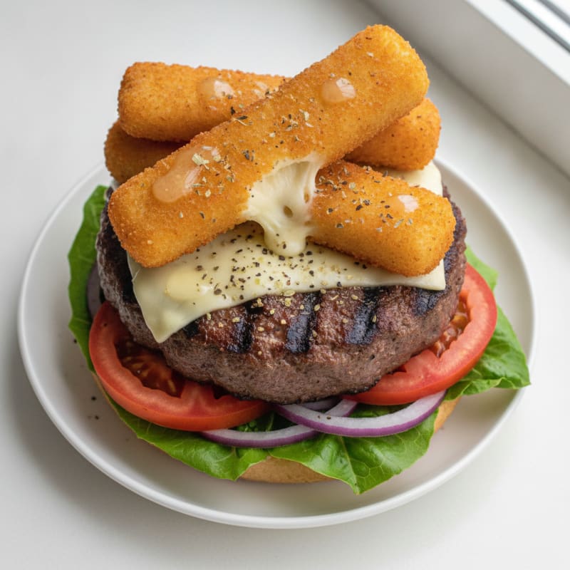Clean Mozzarella Stick Beef Burger