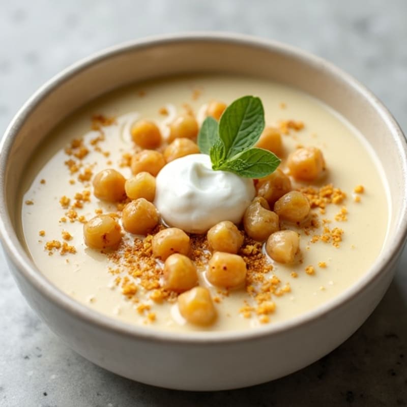 Silky Cauliflower Potato Soup with Crispy Chickpea Crunch