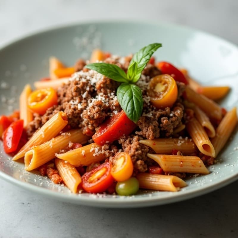 Hearty Lean Ground Beef and Bell Pepper Pasta