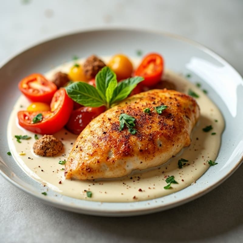 Creamy Spiced Chicken with Roasted Vegetables