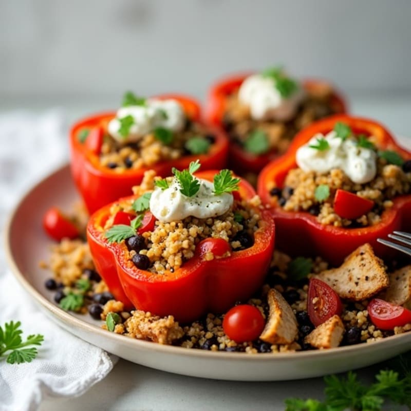 Roasted Zesty Quinoa Stuffed Bell Peppers