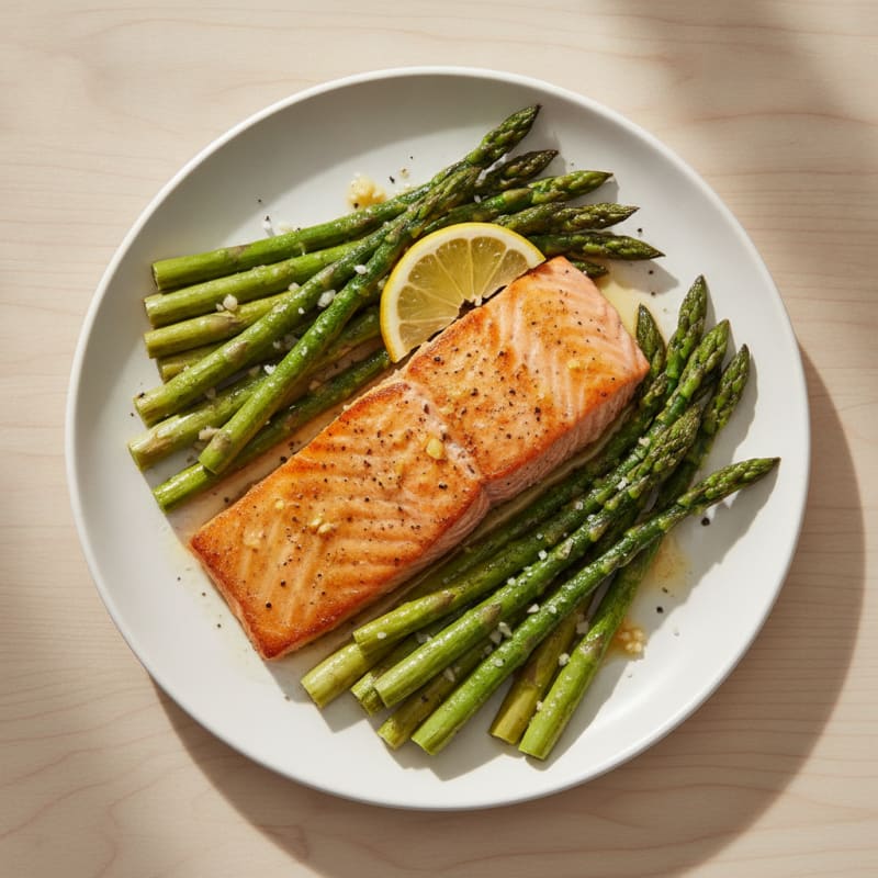 Pan-Seared Salmon with Roasted Asparagus