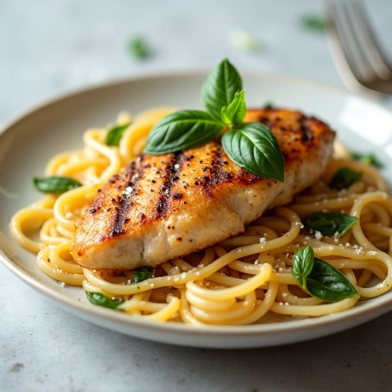 Seared Chicken Breast with Garlic Herb Pasta