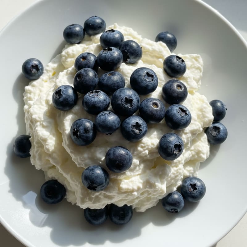 Greek Yogurt Protein Mousse with Whey Protein and Blueberries