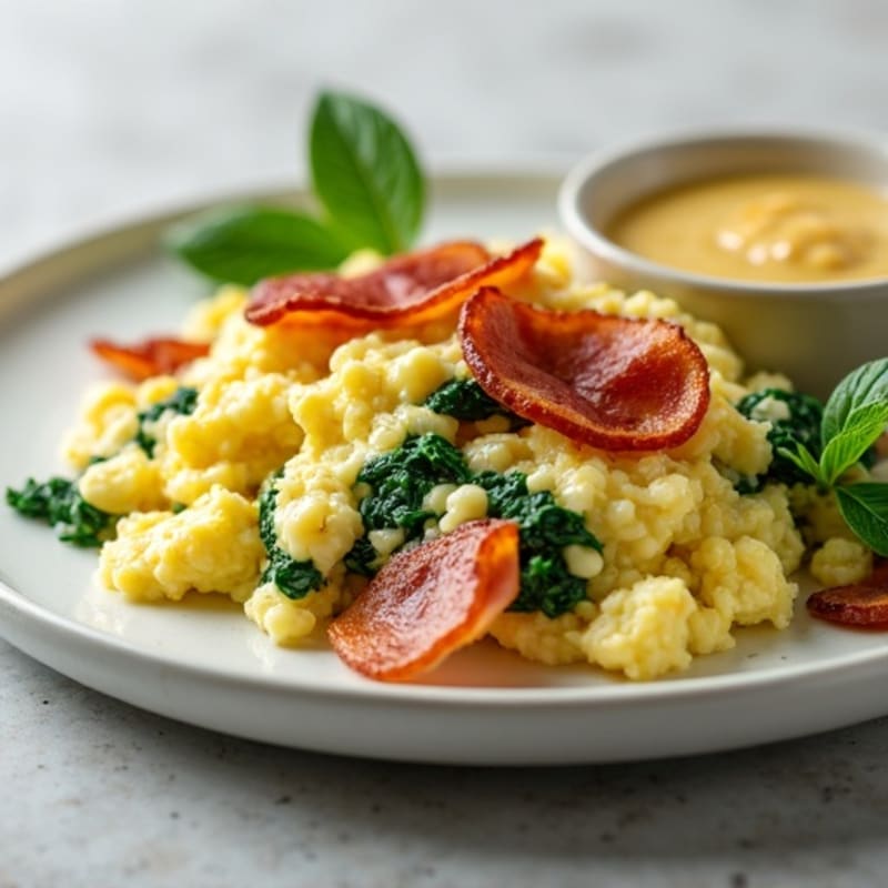 Egg White Scramble with Spinach and Turkey Bacon