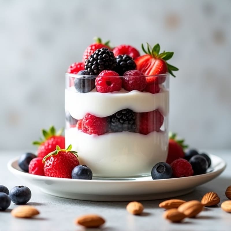 Creamy Greek Yogurt Parfait with Mixed Berries and Crunchy Almonds