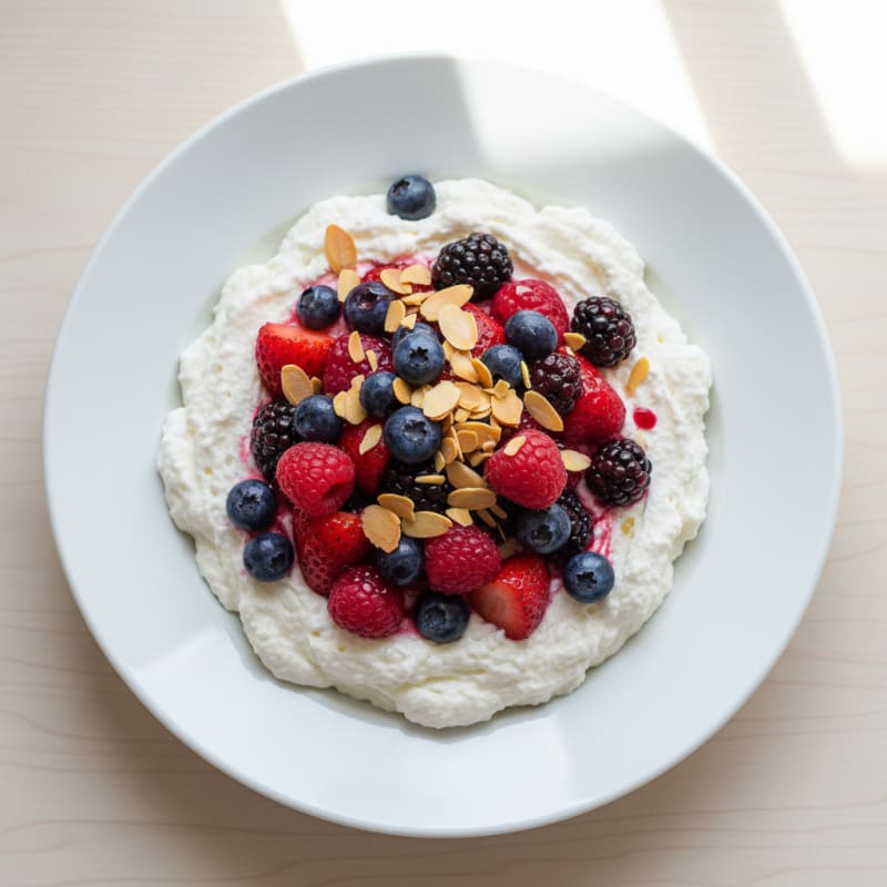 Greek Yogurt Protein Mousse with Mixed Berries