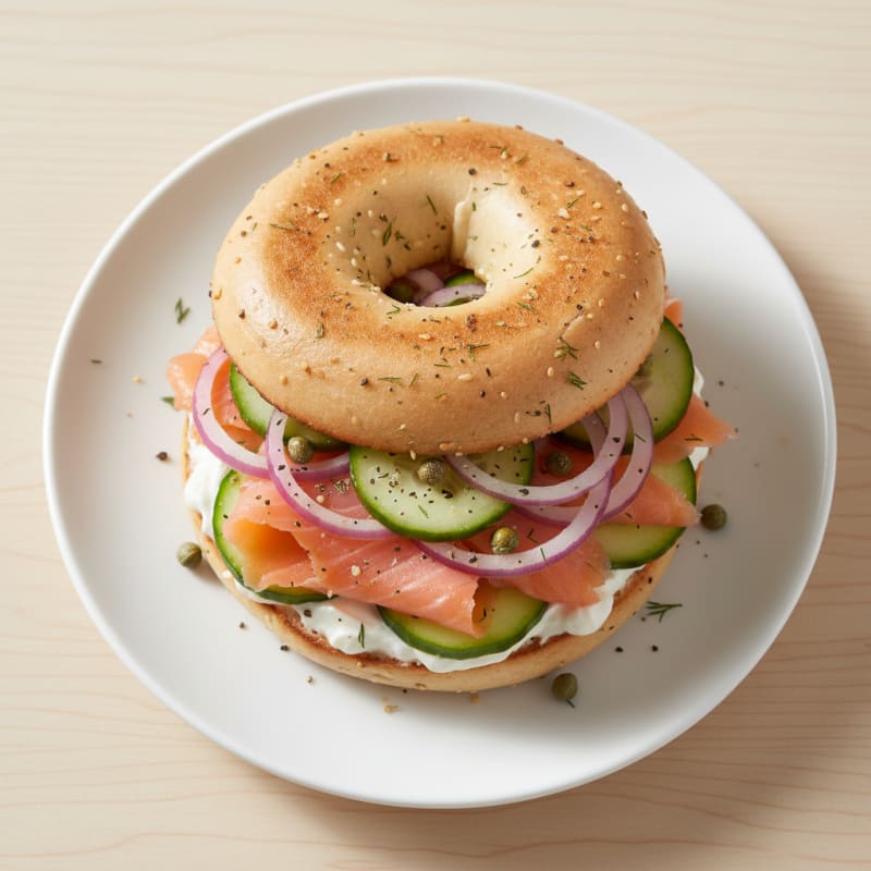 High-Protein Everything Smoked Salmon Bagel