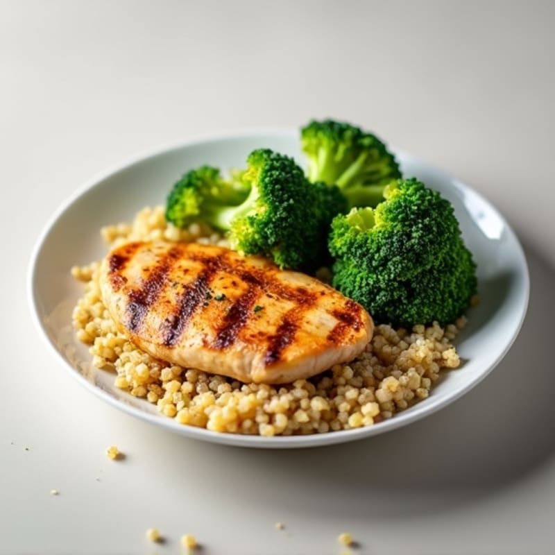 Grilled Chicken Breast with Quinoa and Steamed Broccoli