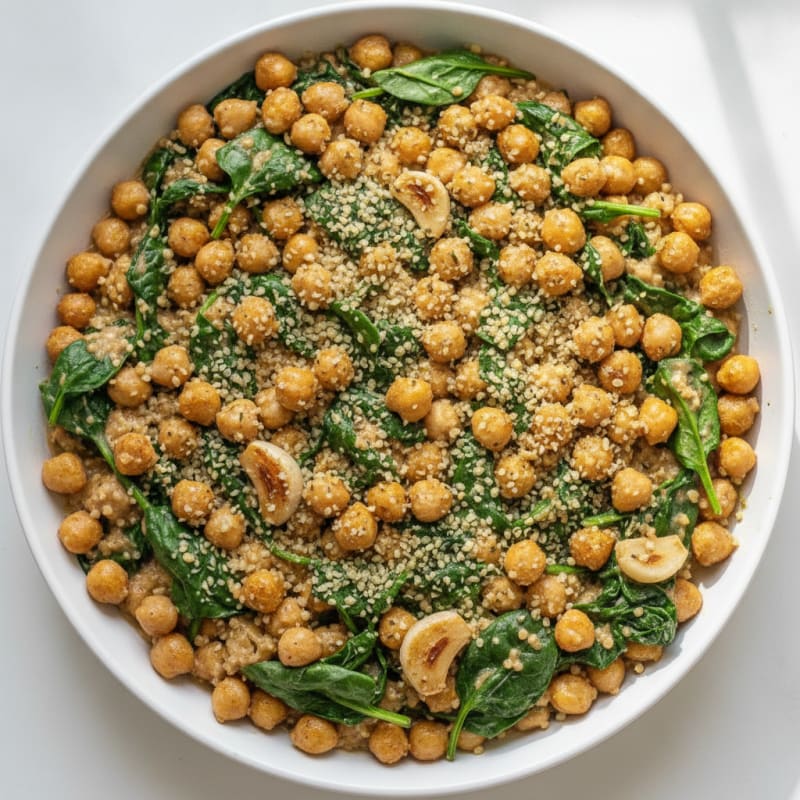 Creamy Chickpea and Quinoa Skillet with Spinach