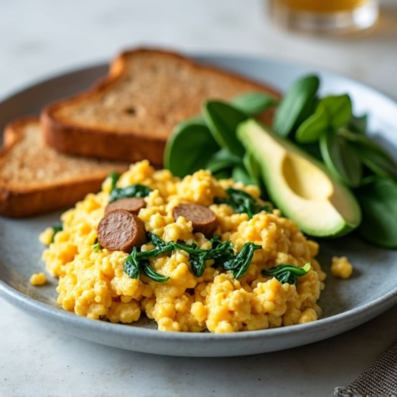 Egg White and Turkey Sausage Scramble with Spinach