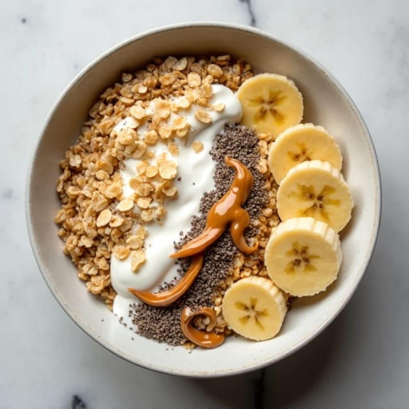 Banana Protein Oatmeal with Greek Yogurt and Chia Seeds