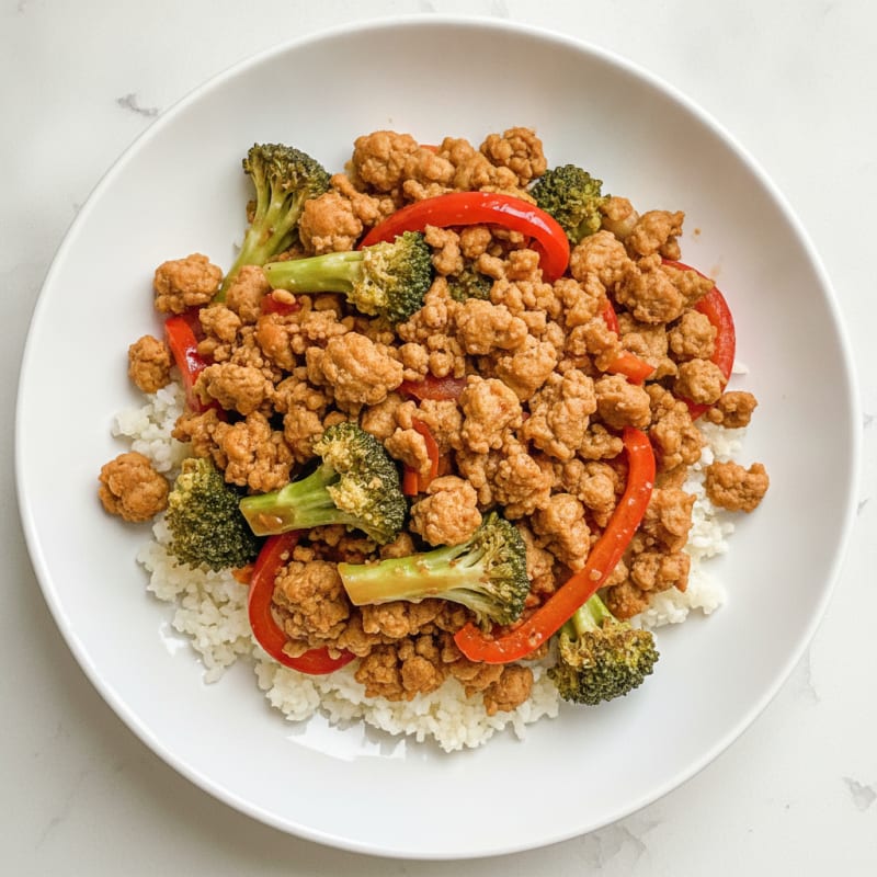 Ground Turkey Stir-Fry with Mixed Vegetables and Cauliflower Rice