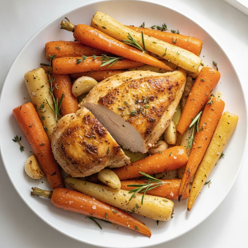 Garlic Herb Roasted Chicken with Root Vegetables