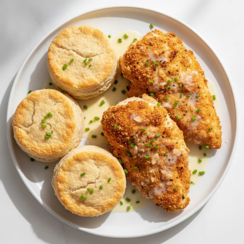 Air-Fried Buttermilk Chicken with Fluffy Biscuits