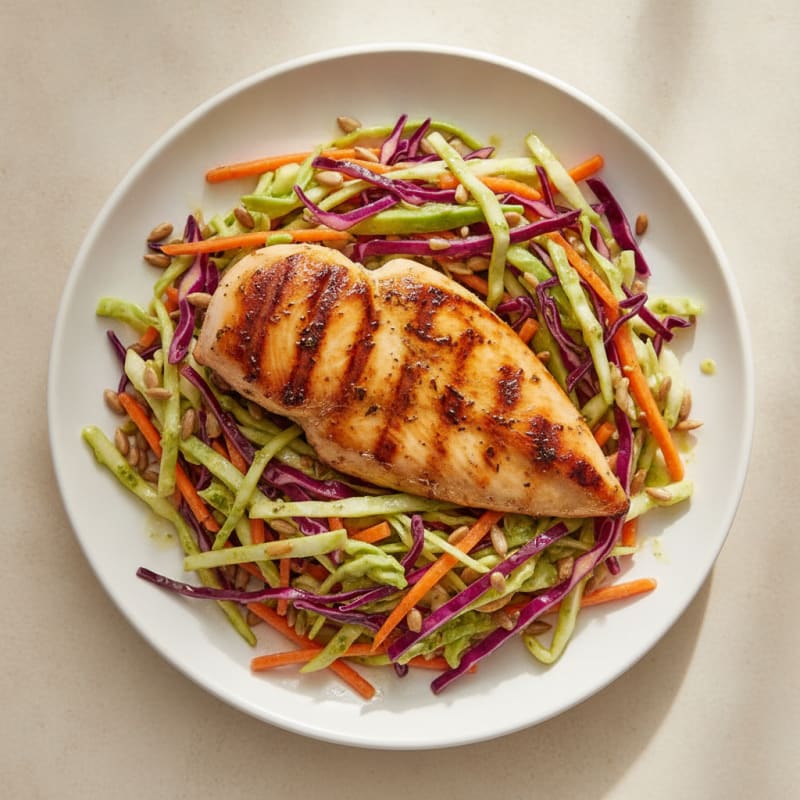Grilled Chicken Breast with Crunchy Cabbage Slaw