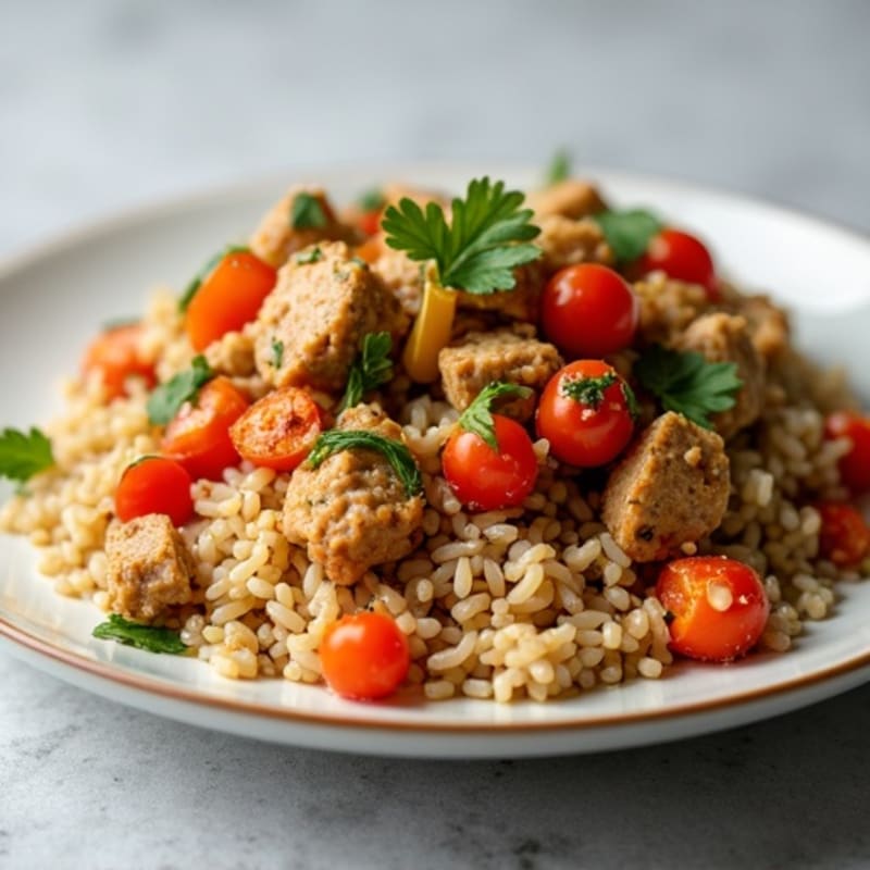Savory Ground Turkey with Fluffy Brown Rice