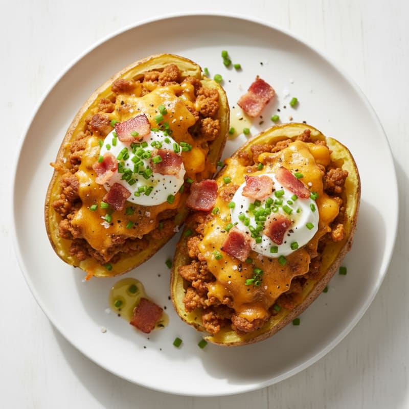 Crispy Bacon Cheddar Stuffed Potatoes