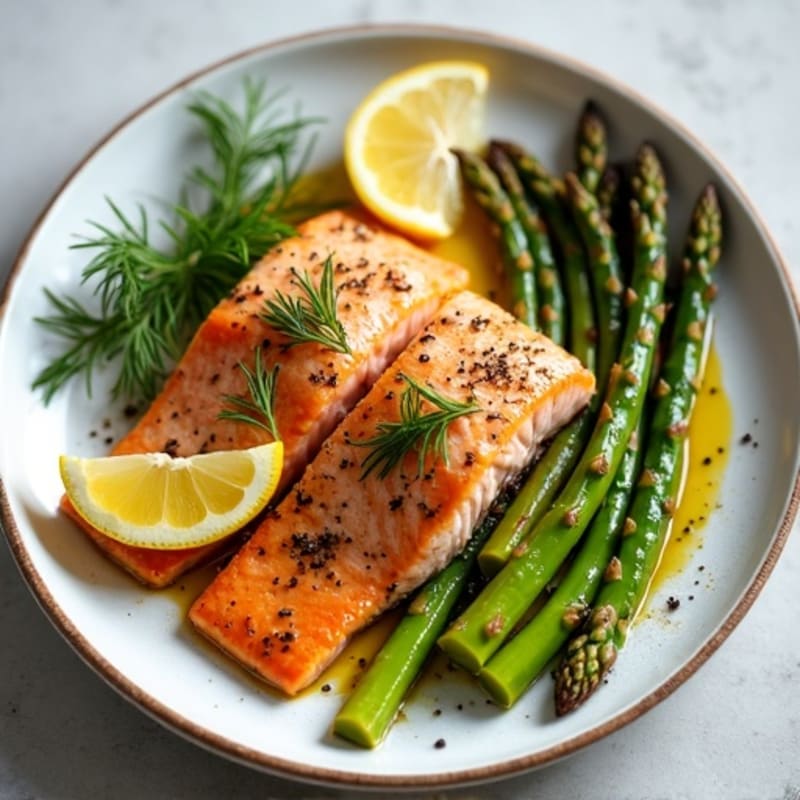 Flaky Lemon-Herb Roasted Salmon with Roasted Asparagus