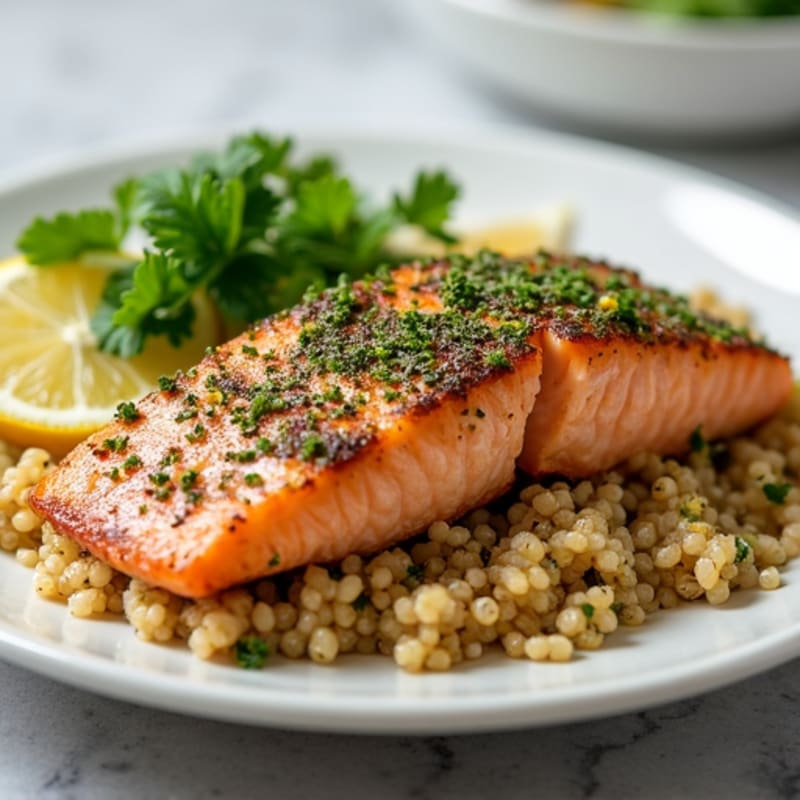 Herb-Crusted Pan Seared Salmon with Quinoa
