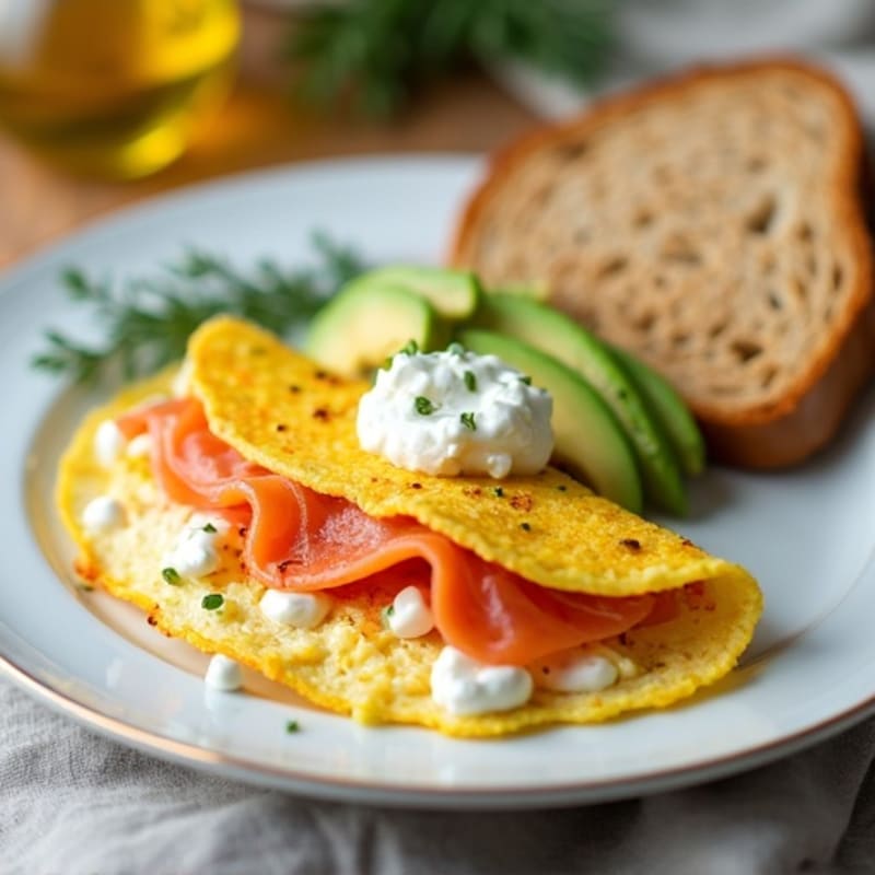 Egg White Omelette with Smoked Salmon and Cottage Cheese