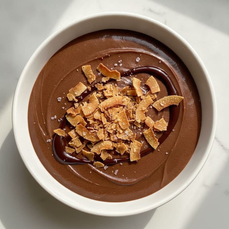 Chocolate Protein Pudding with Toasted Coconut