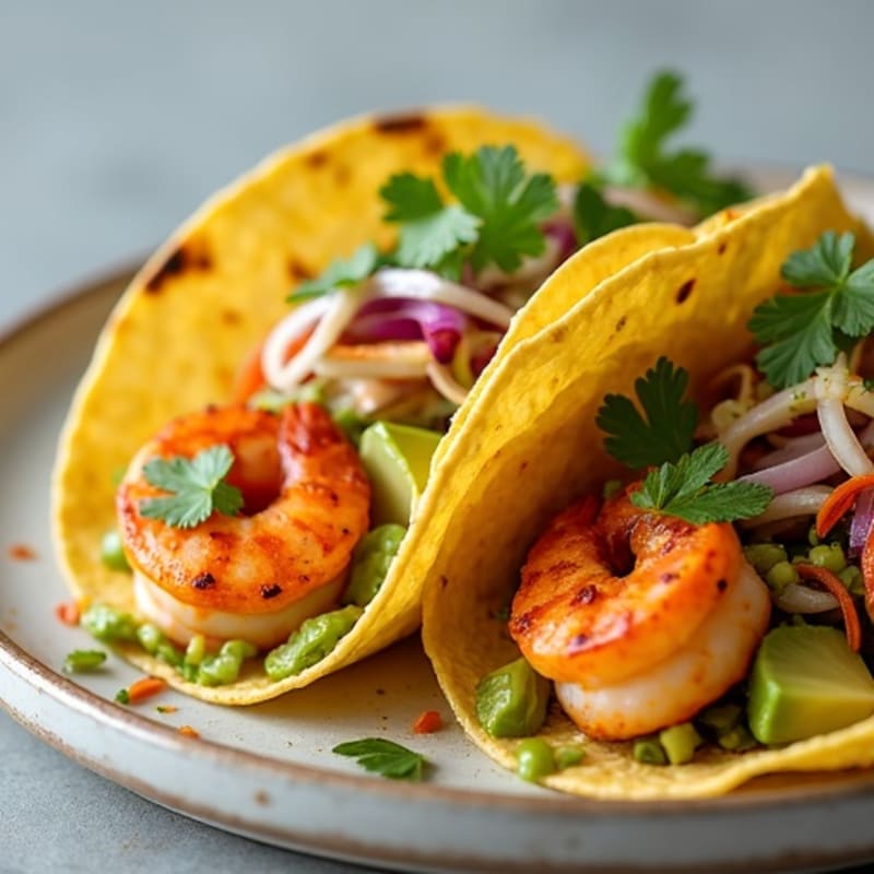 Spicy Roasted Shrimp Tacos with Crunchy Cabbage Slaw