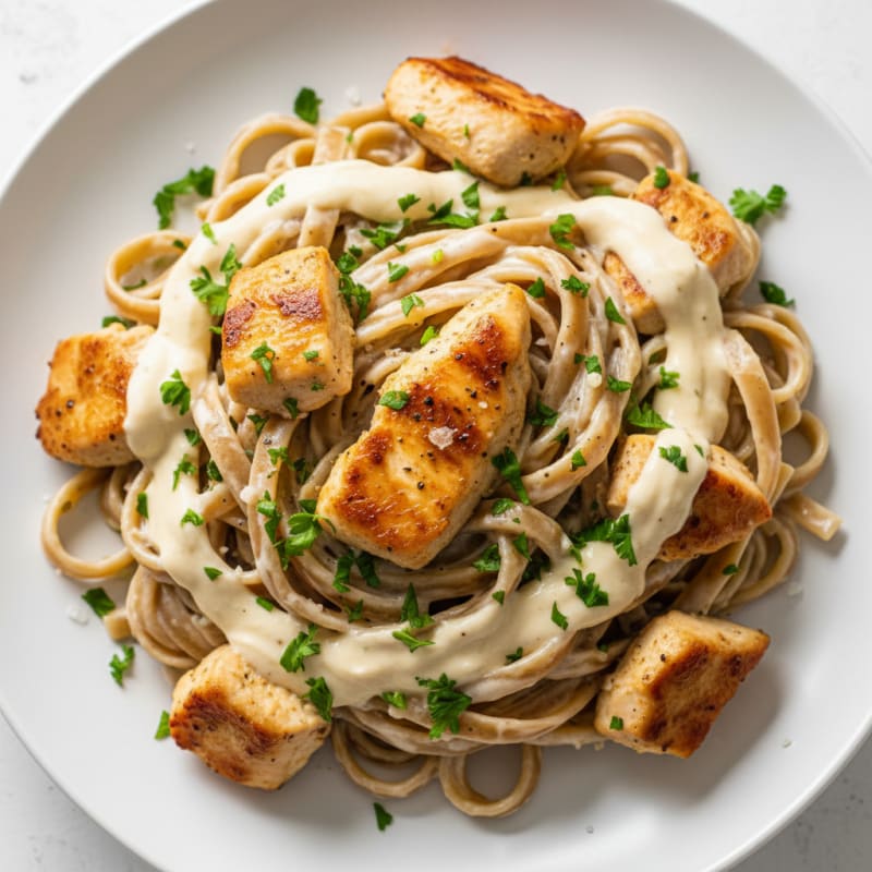 Garlic Parmesan Chicken Alfredo with Fettuccine