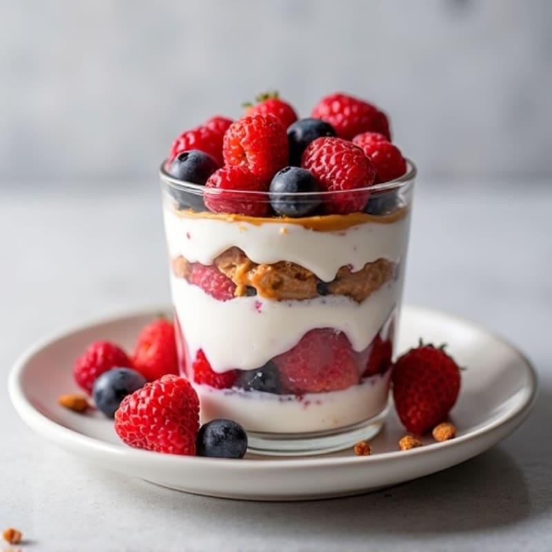 Greek Yogurt Protein Parfait with Mixed Berries and Almond Butter