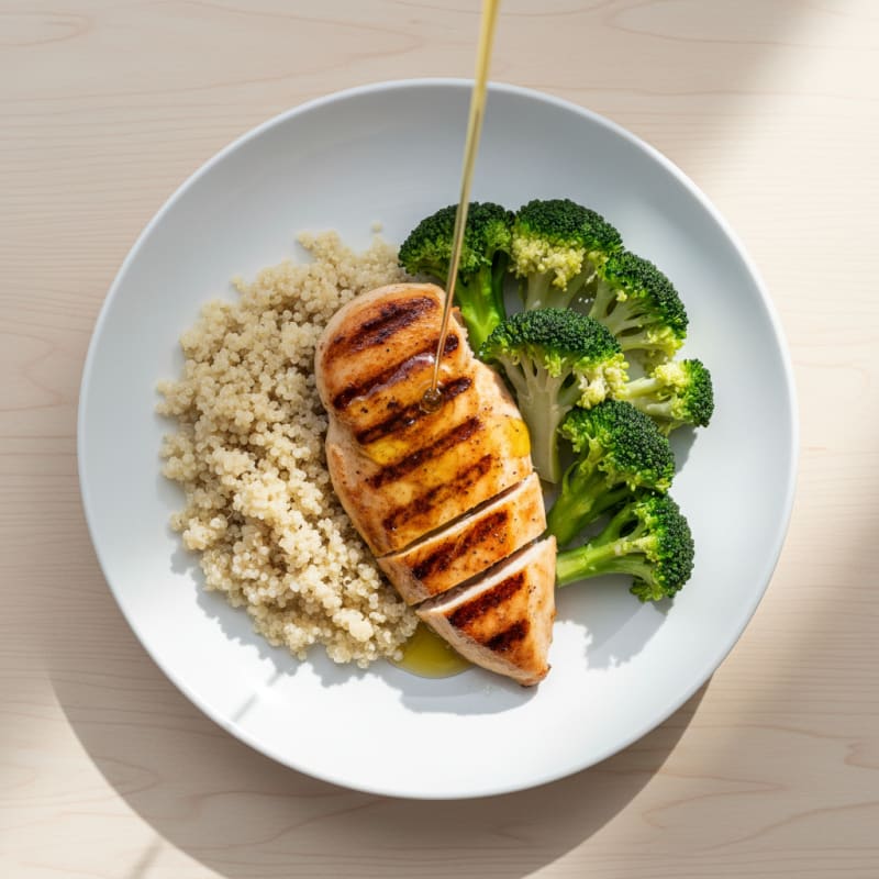 Grilled Chicken Breast with Quinoa and Steamed Broccoli
